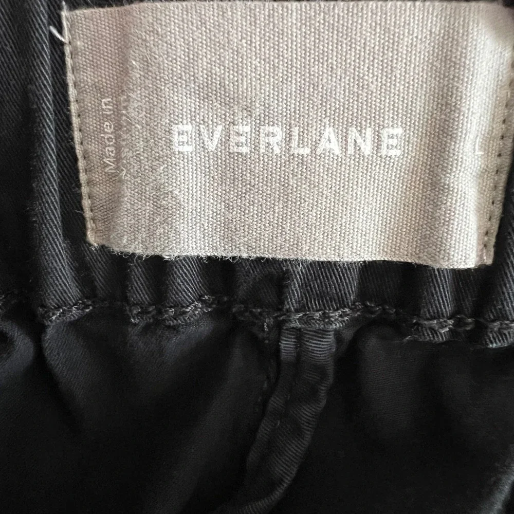 Everlane Womens Black Wide Leg Elastic Waist Cropped Pull On Pants Size L